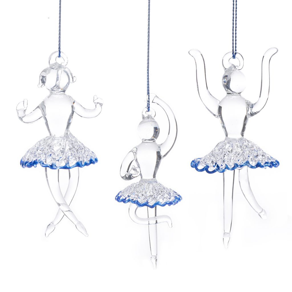 Nutcracker! Magical Christmas Ballet - Glass Ballerina Trio Ornament set Blue (2025 edition)