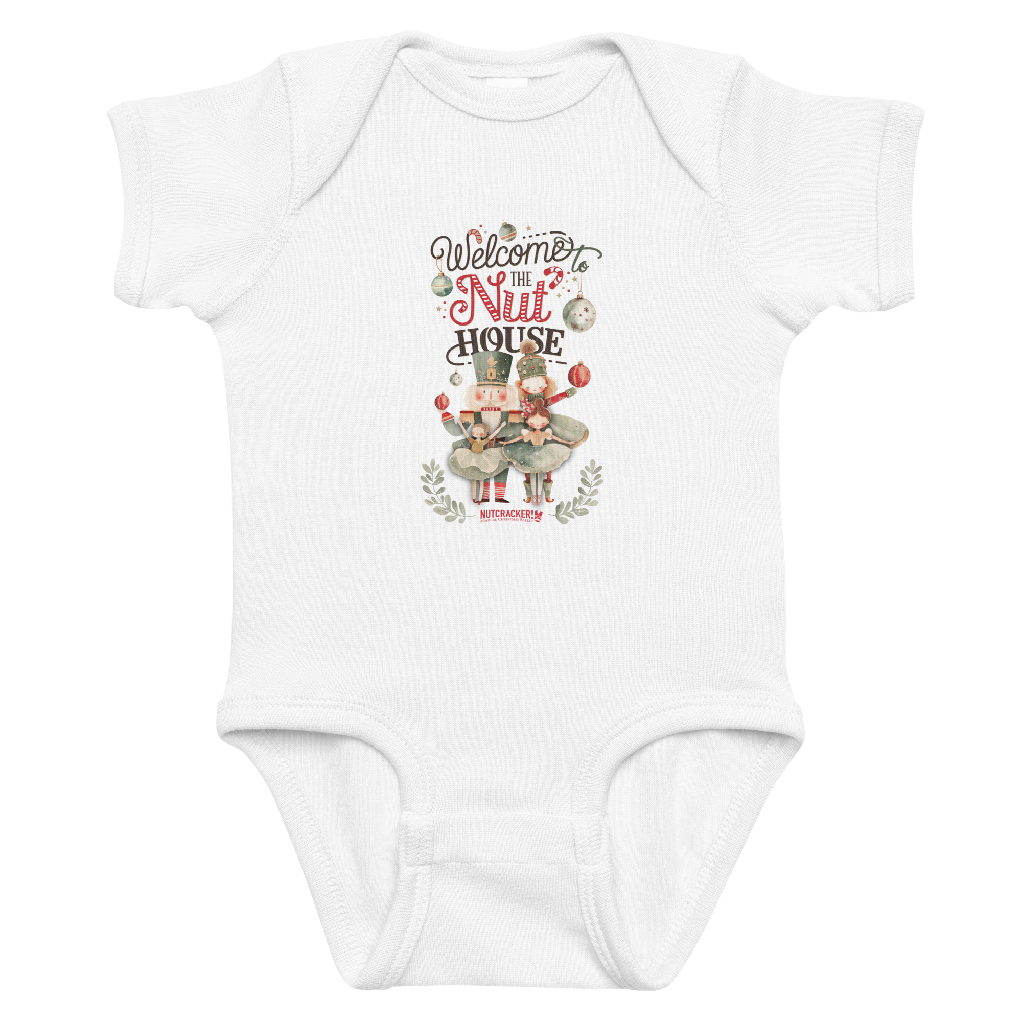 Nutcracker! Magical Christmas Ballet – Nut House Collection - Infant Bodysuit (Black, White) - Image 4