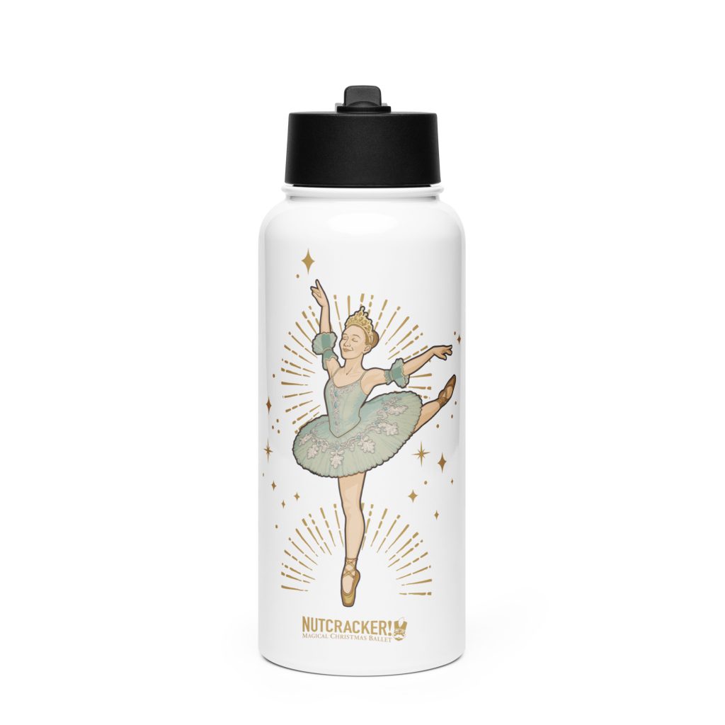 Nutcracker! Magical Christmas Ballet - Art Deco Collection - Stainless Steel Water Bottle with a Straw Lid