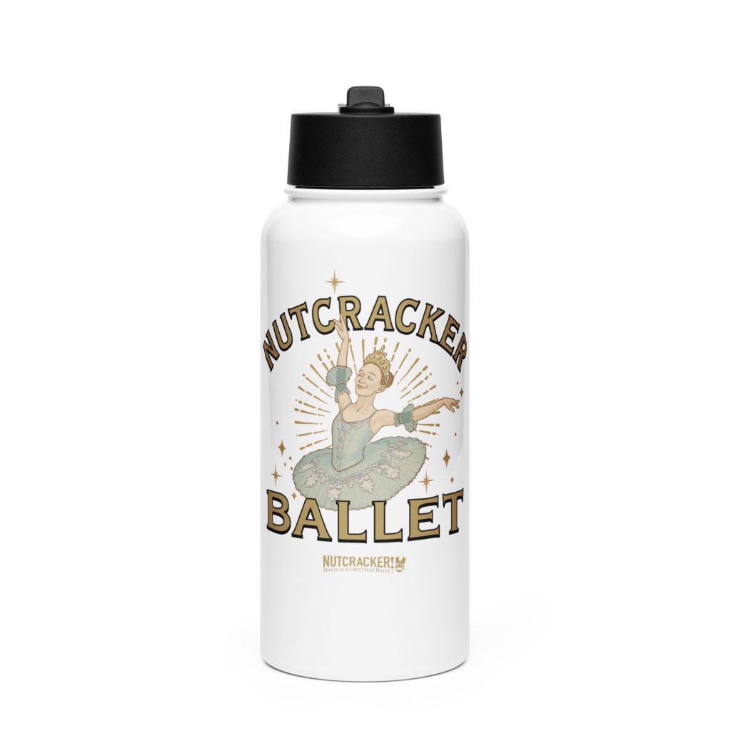 Nutcracker! Magical Christmas Ballet - Art Deco Collection - Stainless Steel Water Bottle with a Straw Lid