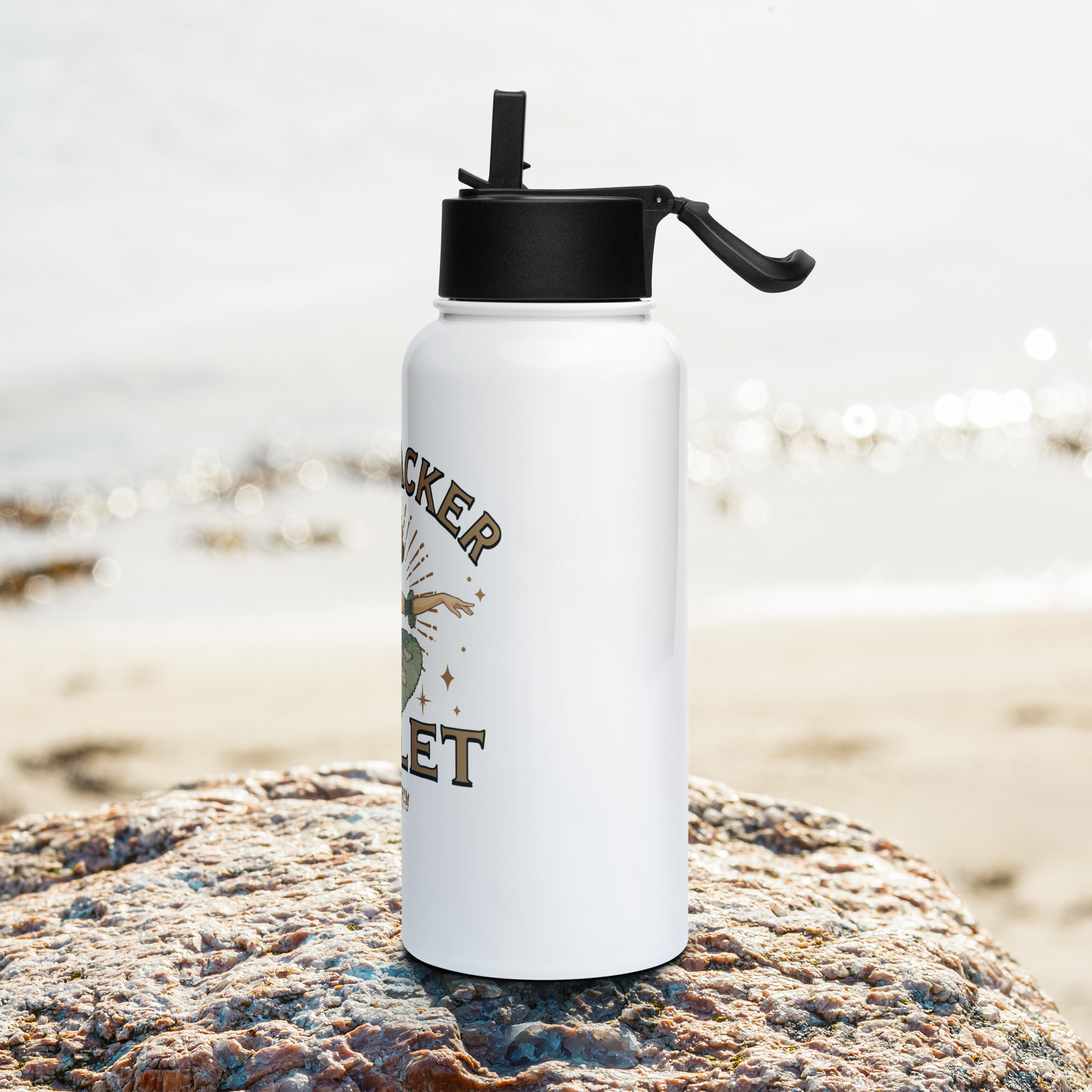 Nutcracker! Magical Christmas Ballet - Art Deco Collection - Stainless Steel Water Bottle with a Straw Lid - Image 8