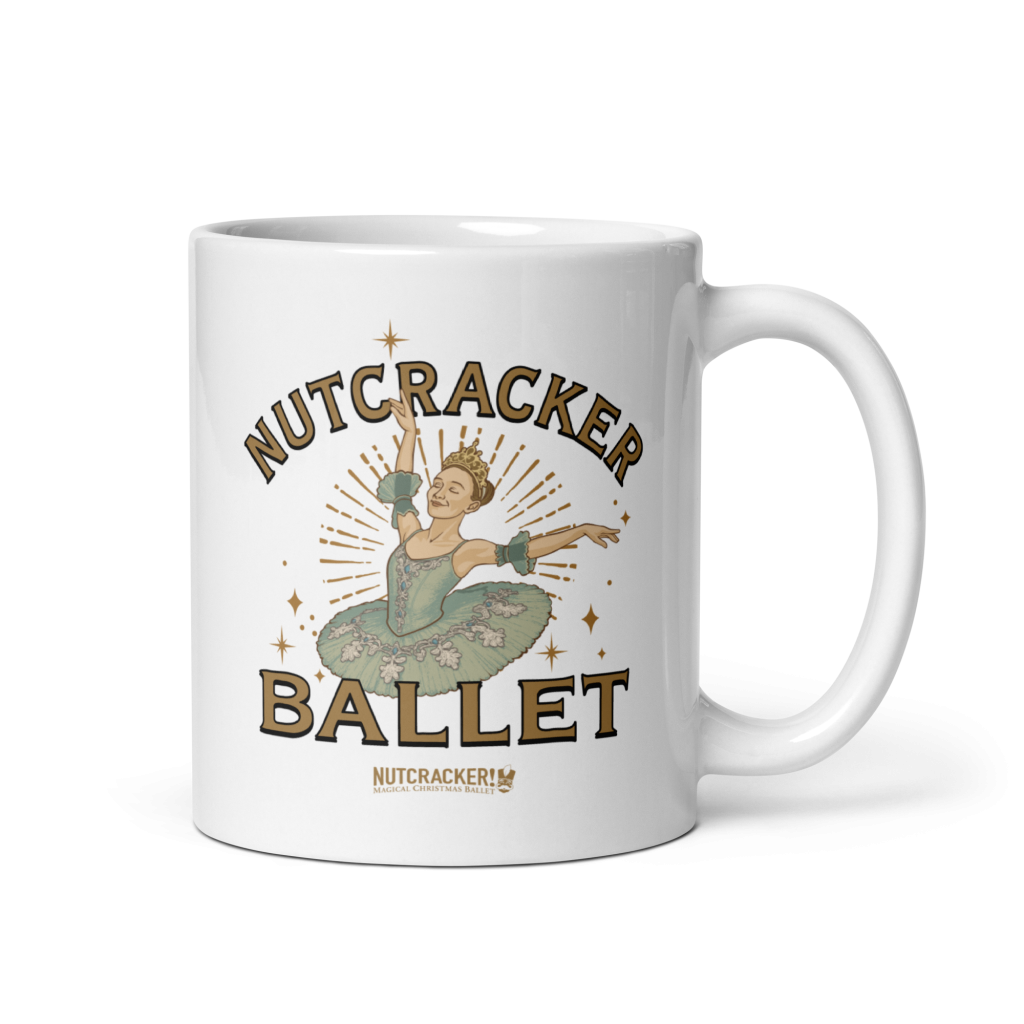 Nutcracker! Magical Christmas Ballet – Art Deco Collection – White Mug